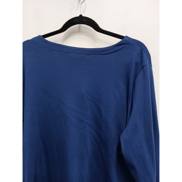 Quacker Factory Womens Christmas Cardigan Sz 1X Blue Embroidered Wearable Art - Picture 9 of 9